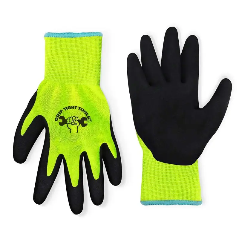 High-visibility fluorescent green work gloves