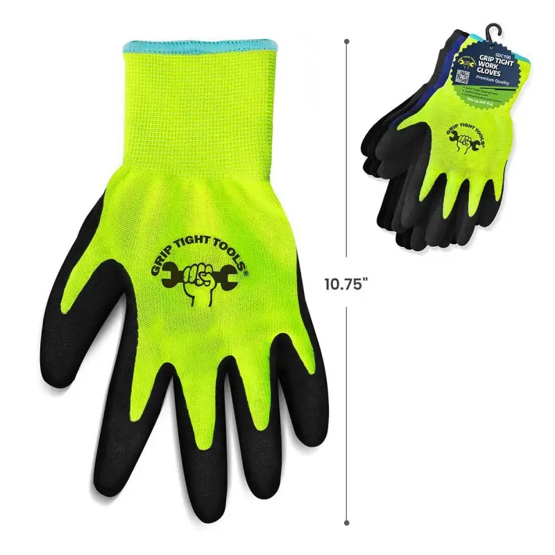 neon green high visibility work gloves