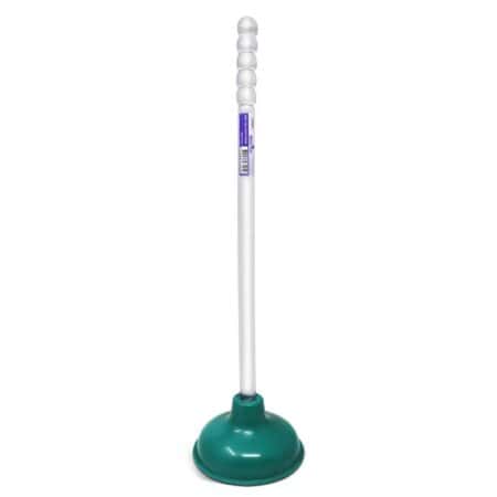 6 inch green sink and tub plunger with 19 inch handle delivers strong suction.
