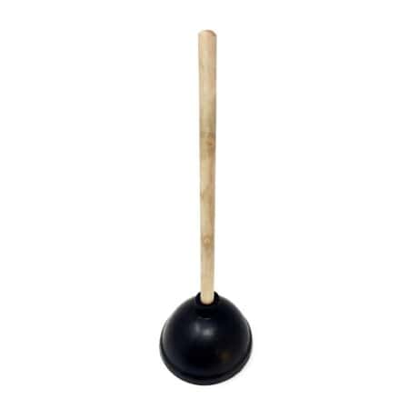 5-3/4 inch standard toilet plunger with 19 inch wood handle ensures strong clog removal performance.