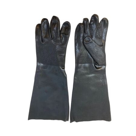 18 inch double dipped sandy finish PVC rubber gloves for chemical and industrial use