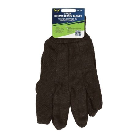 brown jersey cotton work gloves with knit wrist