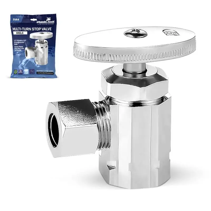 Heavy-duty angle multi-turn stop valve offers long-lasting durability and efficient water flow control for plumbing systems.