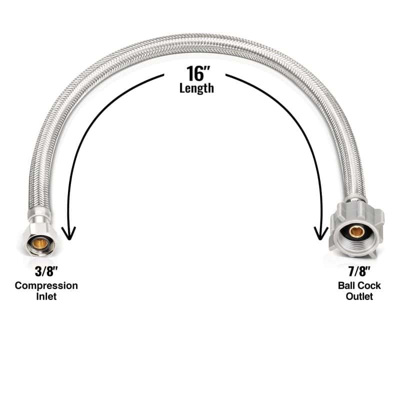 Toilet Supply Line Connector 16" x 3/8" OD x 7/8" BC Nut – Pack of 48 - Image 2