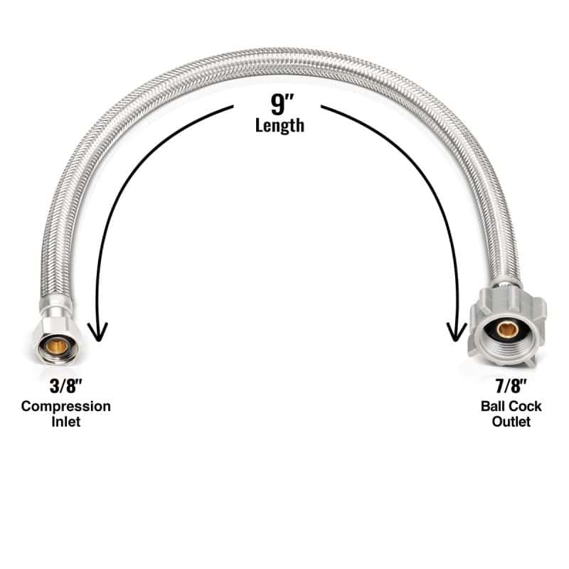 Toilet Supply Line Connector 9 Inch 3/8 OD x 7/8 BC Nut – Pack of 48 - Image 2