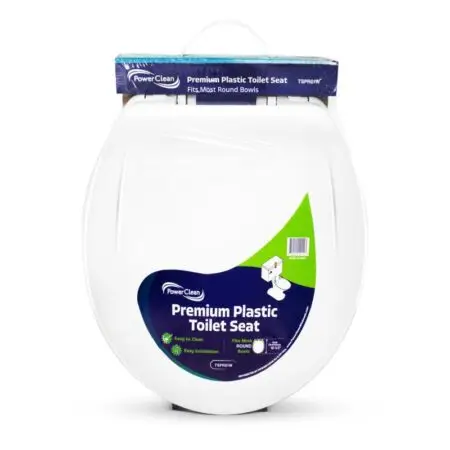 Premium plastic toilet seat for round bowls 16-1/2 inch white ensures reliable comfort durable support.
