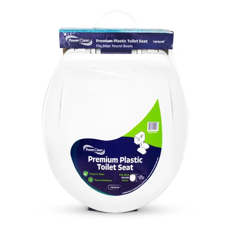 Premium plastic toilet seat for round bowls 16-1/2 inch white ensures reliable comfort durable support.