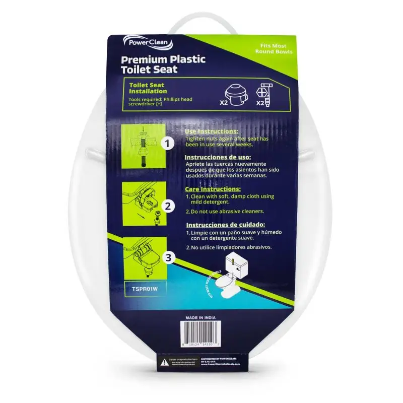 Premium Plastic Toilet Seat for Round Bowls 16-1/2 Inch White – Pack of 6 - Image 2