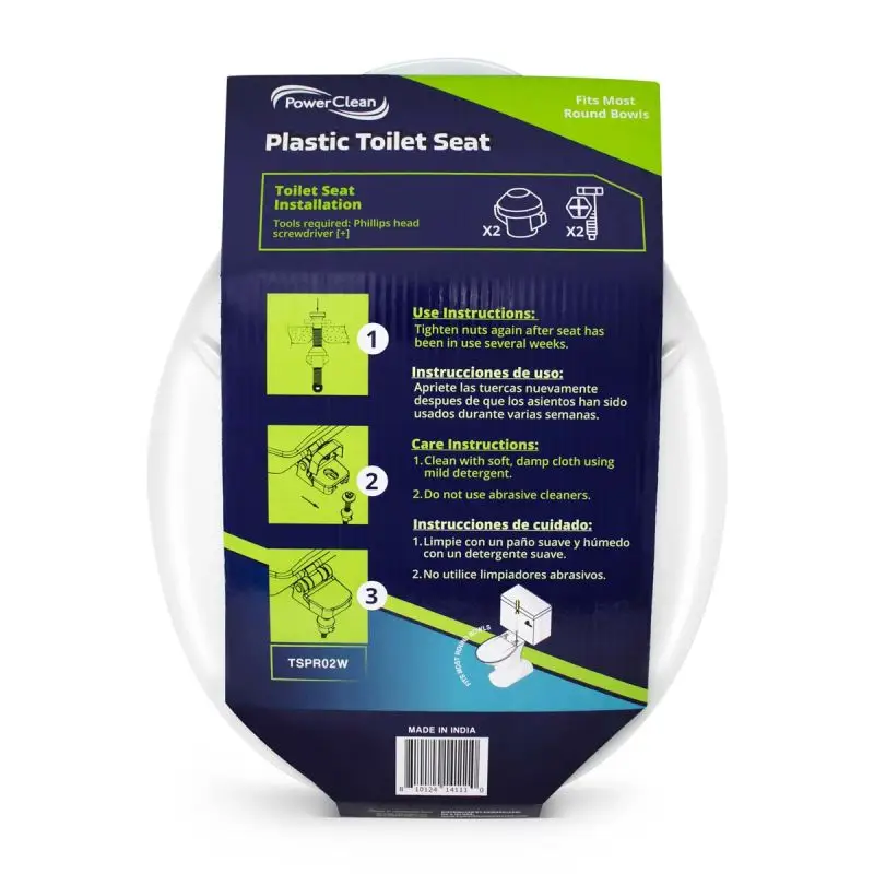 Plastic Toilet Seat for Round Bowls 16-1/2 Inch White – Pack of 6 - Image 2