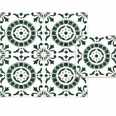 Green medallion peel and stick vinyl floor tile decorative patterned flooring 12x12