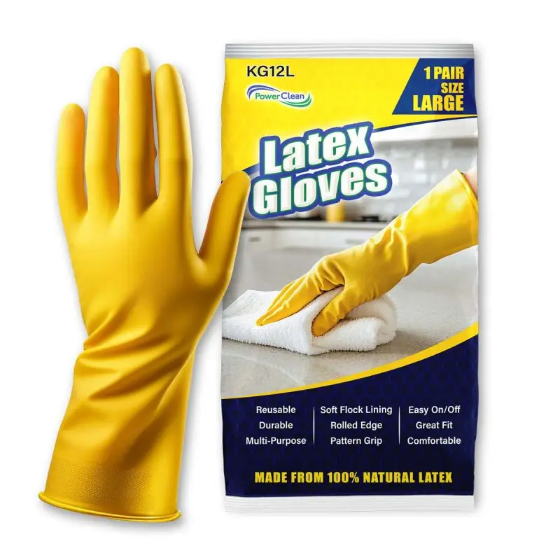 Heavy-duty 12" 14 Mil Large Yellow Household Latex Gloves