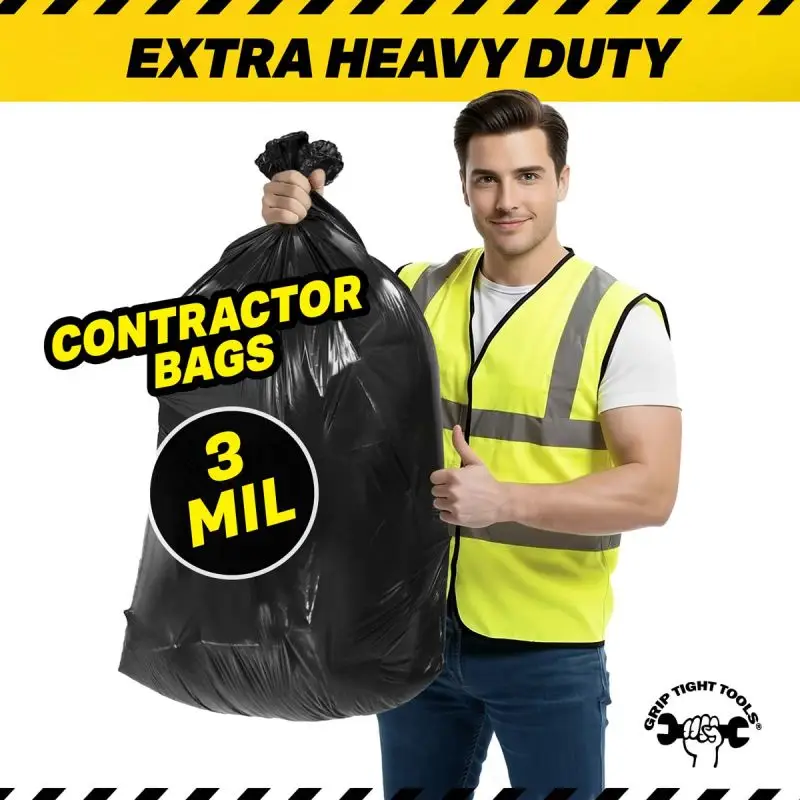 Double Sealed Bottom on 42 Gallon Contractor Bags for Superior Strength