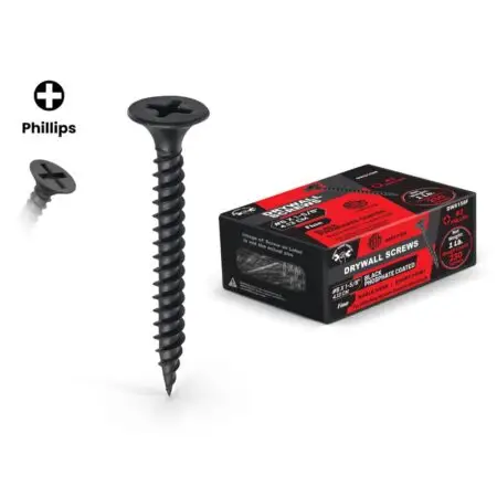 6 x 1-5/8" Drywall Screw PH Black Phosphate Fine in a 1 LB box