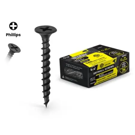 Premium Drywall Screws PH Black Phosphate Coarse 6 x 2" 1 LB Box offer reliable fastening, fast driving, and durable performance for drywall