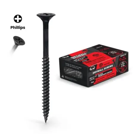 8 x 2-1/2" Black Phosphate Fine Thread Drywall Screws