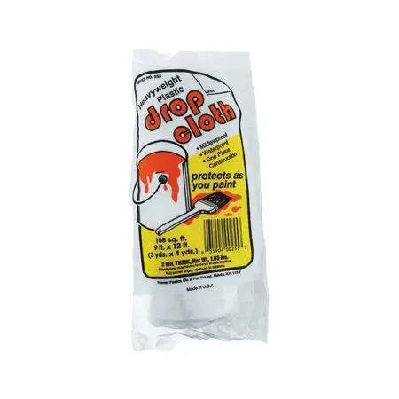 Clear Plastic Drop Cloth, 9 x 12, 2mil - Case of 24